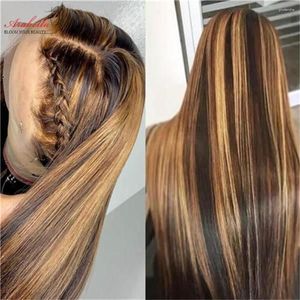 BALAYAGE شعر مستعار بشعر بشعر بشع من الدانتيل الجبهة المستقيمة 30INCH