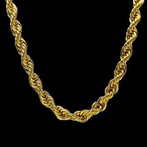 10MM 18K Gold Plated Rope Chain Mens 1cm Gold Silver Chain Necklace 30inch Length Hiphop Jewelry for Men Women293F