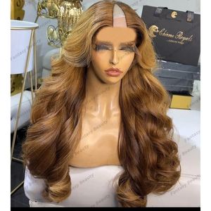 Brazilian 100% Virgin Human Hair Opening 1x4 Size Middle V Part Wigs for Black Women Ombre Honey Blonde Loose Wave U Part Wigs