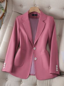 Kvinnorjackor Ankomst Autumn Winter Women damen Outwear Blazer Pink Black Beige Female Long Sleeve Single Breasted Solid Jackrock 230803