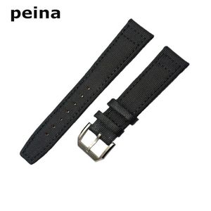 20mm 21mm 22mm New Black Green Nylon and Leather Watch Band strap For IWC watches267L