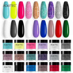 Paznokcie brokat aokitec dip proszek zanurzający francuski rozrusznik sztuki manicure salon DIY Red Blue Purple Green Grey Black 1 Oz 230802