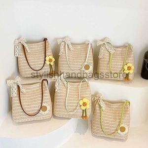 Shoulder Bags Large Capacity Woven Fashion Gentle Temperament Straw Woven Scarf Shoulder Bag 2023 Summer New Underarm Bag Tote Bagstylishhandbagsstore