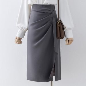 Skirts 2023 Women Summer Fashion High Waist Solid Female Office Lady Midi Ladies Formal Work Pencil U251