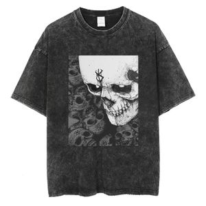 Męskie tshirts Hip Hop Streetwear Mężczyźni umyte tshirts anime berserk print t -shirt letnia bawełna retro tees unisex oddychające swobodny