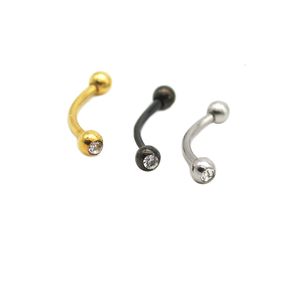 Labret Gioielli per piercing al labbro 100 pezzi Doppia gemma di cristallo Anello per sopracciglio curvo Bilanciere 8mm Barra di banana in acciaio 16G Corpo 230802