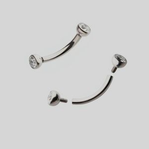 Gioielli per piercing al labbro Labret ASTM 36 Doppia lunetta filettata internamente Gem End 16G Sopracciglio curvo Bilanciere 230802