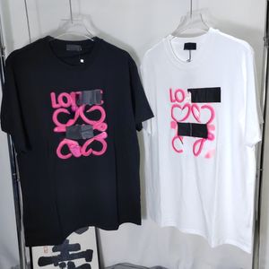 Loe Women'sTシャツレターロゴ刺繍ヘビー級コットン正しい半袖Tシャツ