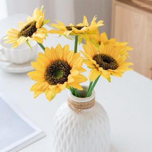 Decorative Flowers Simulation Sunflower Christmas Wedding Party Artificial Fabric Bouquet For Home Year's Living Room Decoration