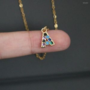 Pendant Necklaces Simple Mix Color Zircon 26 Initial Letter Charm Necklace For Women Men Trendy Gold CZ Alphabet Stainless Steel Chain