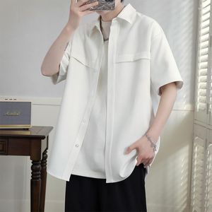 Camicie casual da uomo Camicia estiva Aloha Large Loose Collar Manica corta Japanese Solid Fashion Street