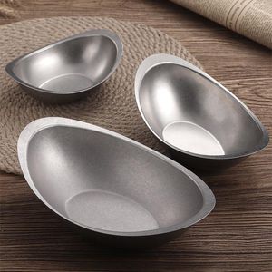 Bowls 1 Pcs Japanese Retro 304 Stainless Steel Ingot Bowl Boat Shaped Fruit Snack Salad