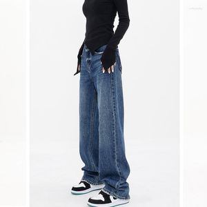 Jeans da donna 2023 primavera e autunno pantaloni a tubo dritti neri a vita alta slim fit casual