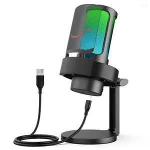 Microfoni Microfono USB DIXSG per la registrazione e lo streaming su PC Mac Uscita cuffie Pulsante di disattivazione tattile Mic con 3 modalità RGB A8