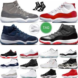 2024 Cool Grey Midnight Navy Velvet Cherry Jumpman 11 11S Баскетбольные туфли низкие 25 -летие.