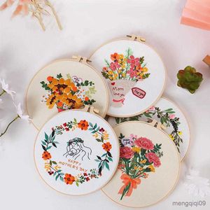 Produkty w stylu chińskim haft z wzorem kwiecistą DIY szycie zestawy ścieżek dla dorosłych kwiaty rośliny haftowe z obręczami R230803