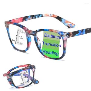 Solglasögon vikbar progressiv multifokal anti-blue ljusläsglasögon Kvinnor Män Presbyopiska glasögonglasögongrader 1.0-4.0
