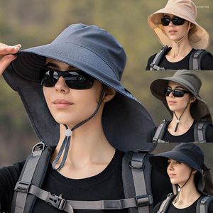 Berets Outdoor-Sonnenschutzhut, große Traufe, Fischer-Sonnenschutzkappe für den Hals, leichte Loch-Visierhüte, Sommer