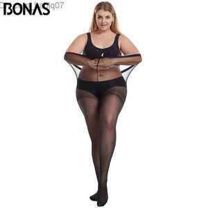 Sexy Socks BONAS 20D slim tight Pantyhose large women's 120kg Pantyhose Hyperelastic material large sexy nylon Pantyhose Plus size Pantyhose Z230803