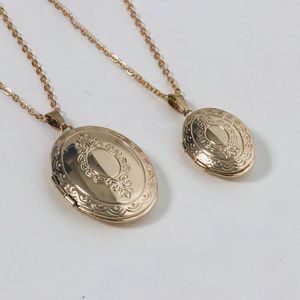 Kedjor 1 st oval blommor po ram hängande locket charm halsband för män kvinnor älskare modeminnes smycken gåva