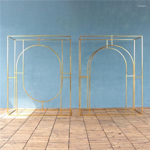 Party Decoration Flone Wedding Arch Frame Backdrop Stand Flower Shiny Gold Cuboid Background Props Plated Arches