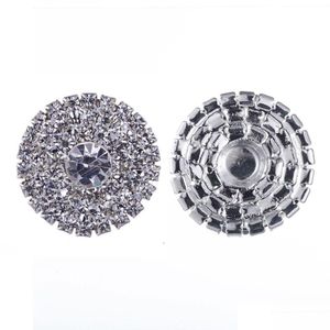 أحجار الراين 50pcs 25 ملم جولة راينستون Sier Button Button Flatback Decoration Crystal Buckles لإكسسوارات شعر الطفل إسقاط تسليم الجوهرة dhnsl