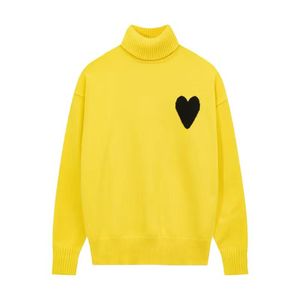 Mens Paris Fashion Designer Knitted Sweater Embroidered Heart Turtleneck Knit Big Love Round Maglione for Men amies Pullover Women Cardigan amis g3
