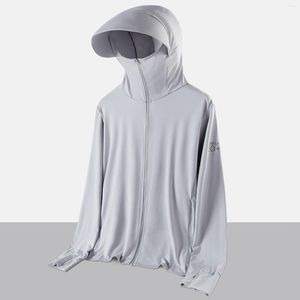 Erkek Ceketler Erkek Hoodie Ceket Ceket Yaz Güneş Kremi Buz İpek Bluz İnce Uzun Kollu Fermuar Kapşonlu Gömlekler Düz Renk