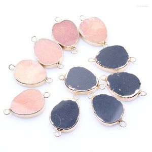 Collane con ciondolo 1 pz Pietra naturale Ossidiana Avventurina rossa Connettore Egg Druzy Crystal Healing Pendenti Charms per creazione di gioielli fai da te