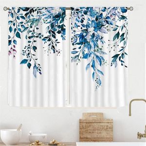 Curtain American Style Printed Curtains For Window Half Blackout Plant Kitchen Short Drapes Living Room Knitted Fabric