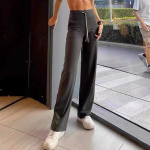 Lu Lu Pants Yoga Women S Excerise Sport Gym Damer Running Casual Loose Long Pant Elastic High midje breda benbyxor