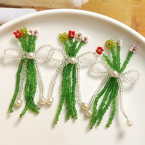 Charms 1 Stück pastorale Farbe Quaste Schleife Blumenstrauß Diy handgewebte Perlen Haarnadel Haarschmuck Großhandel Ohrringe Materialien.