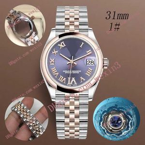 Deluxe Flat Roman Six Diamond Dial Circle Edge Liten Chain 31mm 2813 Gold Automatic Steel Swim Waterproof Watch