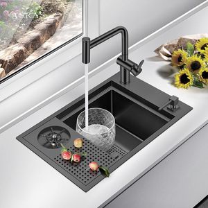 Nanometer Cup Rinser Kitchen Sink 304 rostfritt stål 4mm tjocklek diskbänk med hög tryck kopp bricka stångbänk diskbänk