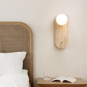 Vägglampa natursten wabi sabi gul marmor modern enkel varm khaki sovrum studie sängen lägenhet dekoration ljus