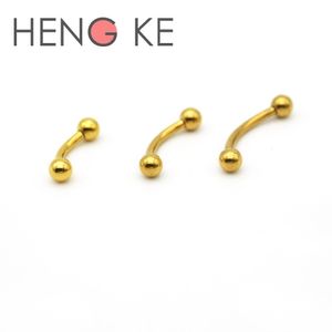 Labret Lip Piercing Jewelry Gold Color Snake Eyebrow Ring 316L Steel Bars Curved 12mm Barbell Body Banana 16 Gauge 230802