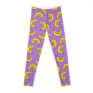 Active Pants Bunch Of Bananas - Purple Stripes Fruit Leggings Yoga Wear Ladies Exercise Clothing For Women Sportswear