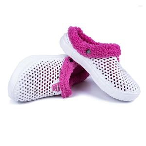 Sandals Women Flip Flops Unisex Warm Plush Slippers Winter 2023 Male Slides Slip On Casual Wedge Shoes