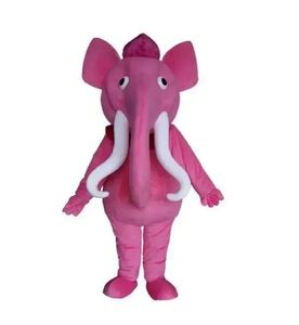 Fantasia de mascote de elefante rosa Simulação de desempenho Personagem de tema de desenho animado Anime Tamanho adulto Roupa de publicidade ao ar livre de Natal Terno