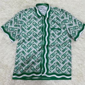 Men's Casual Shirts Fashion Short CASABLANCA Shirts Soft Silk Men Women Couple Hawaiian Green Pineapple Shade Shirt Tops Tee 230803