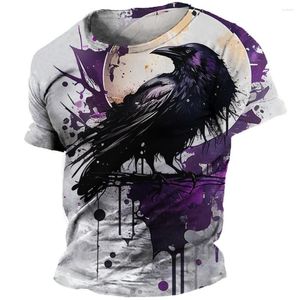 T-shirt da uomo 2023 Summer Fun Bird Print T-shirt Fashion 3D Animal Pattern Top Casual O Neck Manica corta Hip Hop Retro