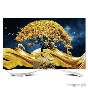 Dammtäcke Ny European Style TV-täckning Dammsäkert tyg Hushåll 55-tums Desktop TV Dekorativ TV-täckning Dammskydd R230803