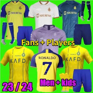 Al Nassr FC camisas de futebol Ronaldo 2022 2023 2024 Home amarelo fora 22 23 24 CR7 Gonzalo Martinez Talisca Ghislain Konan Vincent Aboubakar masculino camisa de futebol Al-Nassr FC