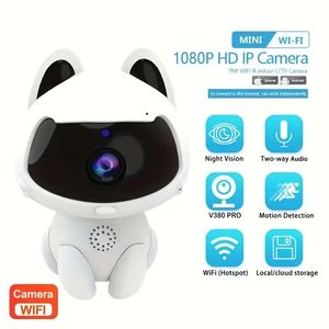 Kablosuz ev güvenlik ip kamera hareket algılama akıllı kapalı 1080p gece görüş wifi kamera, 2.4g wifi alarmı iki yönlü ses ip kamera bebek monitörü itmek