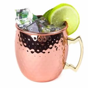 Copper Mug Stainless Steel Beer Coffee Cup Moscow Mule Mug Rose Gold Hammered Copper Plated Drinkware FY4717 sxjul20 LL