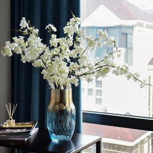 Decorative Flowers 6pcs/lot Artificial Cherry Blossom Simulation Silk Flower Arrangement Accessories Wedding Floral Home Living Room Garden