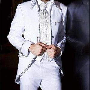 Abiti da uomo Costume Homme White Mens For Wedding 3pieces Trajes De Hombre Terno Masculino Tuxedo Man Suit (Jacket Pants Vest)