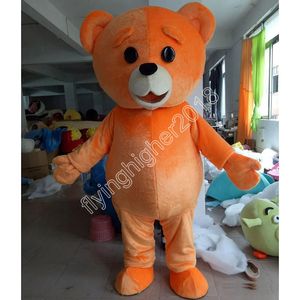 Orange Color Plush Teddy Bear Mascot Costume Halloween Christmas Fancy Party Dress Cartoon Character Suit Carnival Unisex Adults Outfit