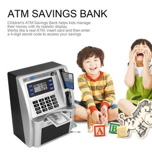 Novel Games Electronic Piggy Bank Automatic Mini Safe Coins Cash Saving Money Box Lösenord Kod Ken Key Lock Coin Bank ATM Child Gift 230803