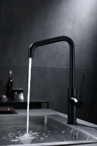Kökskranar est högkvalitativ mässing Black Sink Faucet One Hole Handle Cold Water Copper Mixer Tap Modern Design